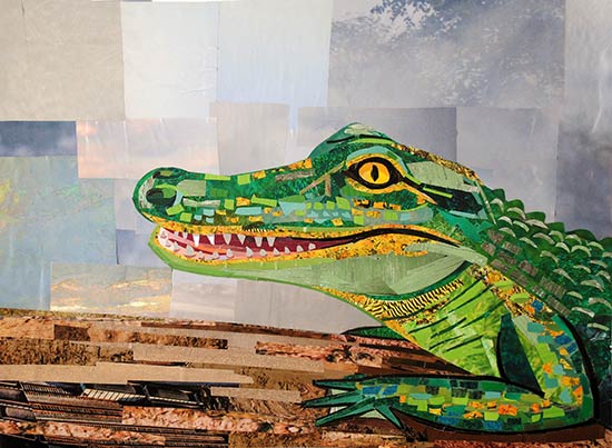 Alligator by collage artist Megan Coyle