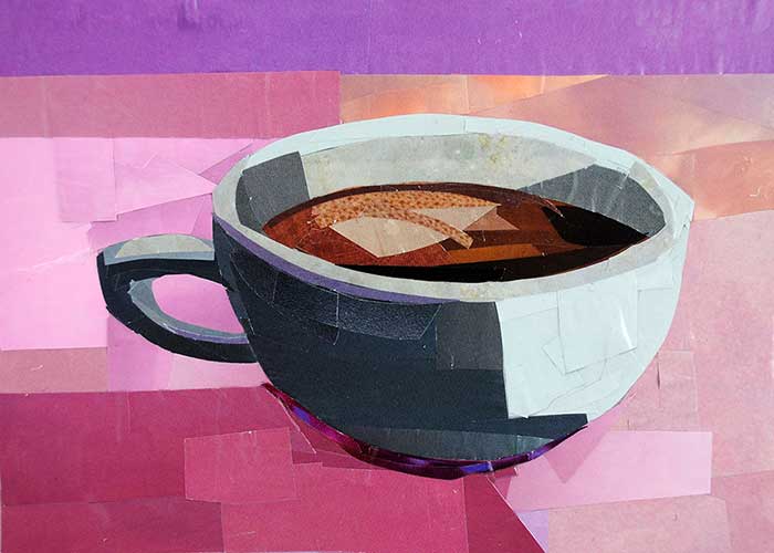 Another Cup of Coffee, Please is a collage by Megan Coyle