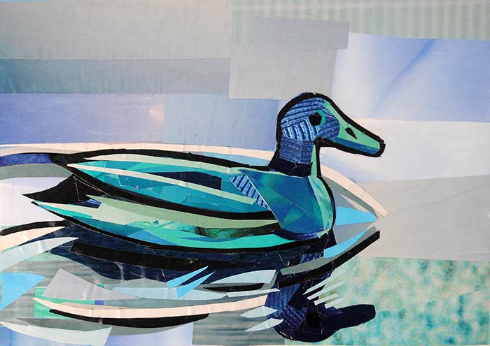 Blue Duck by collage artist Megan Coyle