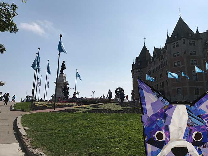 Bosty the Boston Terrier by Megan Coyle goes to Quebec City