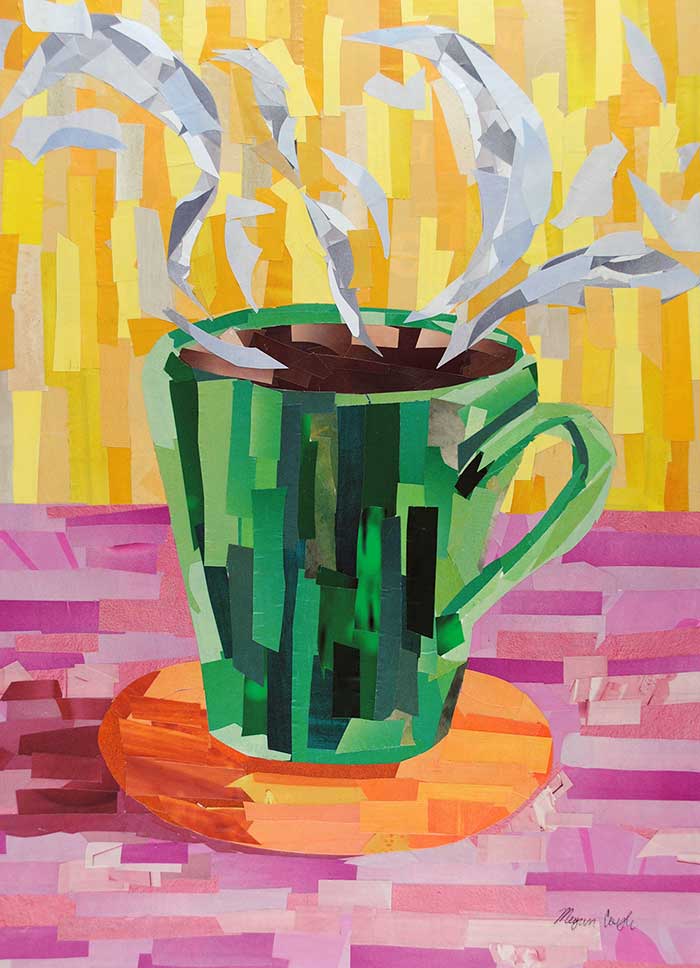 Green Coffee Cup by collage artist Megan Coyle