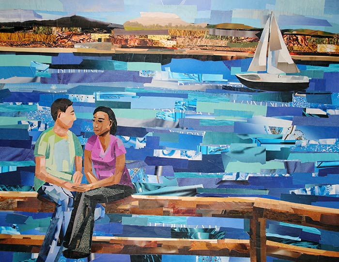 Couple by the Potomac by collage artist Megan Coyle
