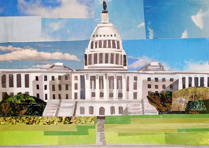 Daytime at the Capitol by collage artist Megan Coyle