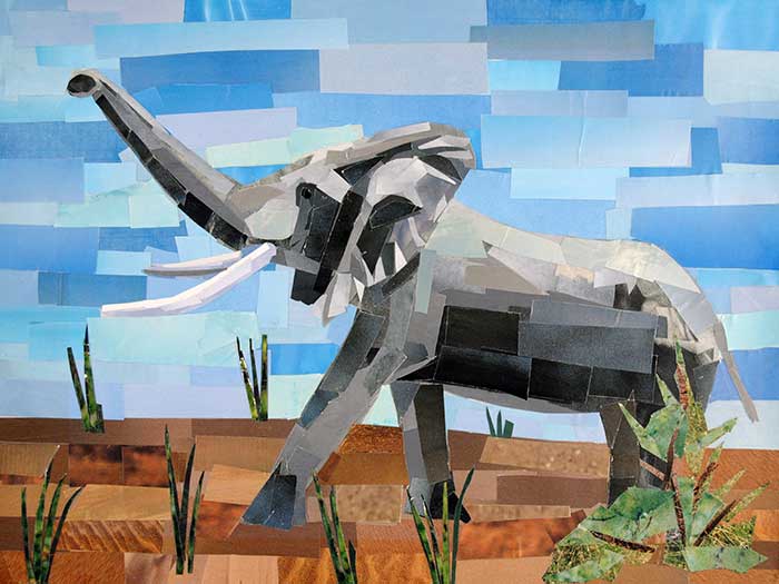 Elephant by collage artist Megan Coyle