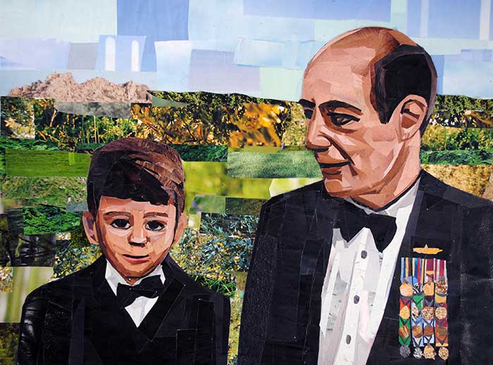 Grandfather and Grandson by collage artist Megan Coyle