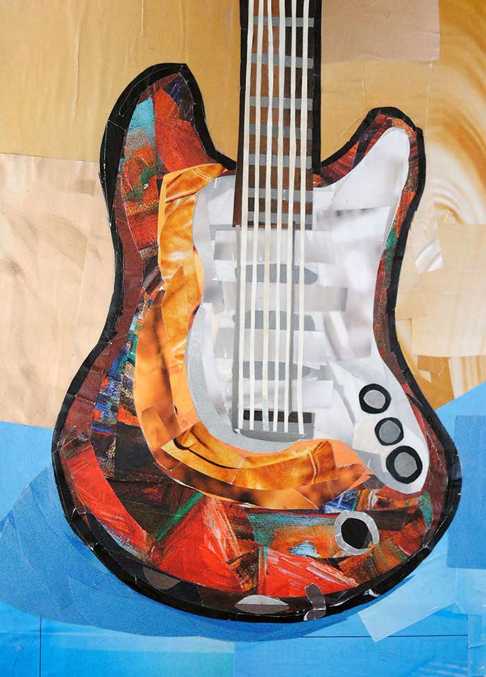 Guitar by collage artist Megan Coyle