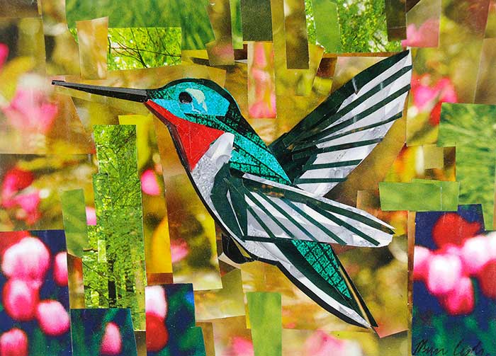 Hummingbird by collage artist Megan Coyle