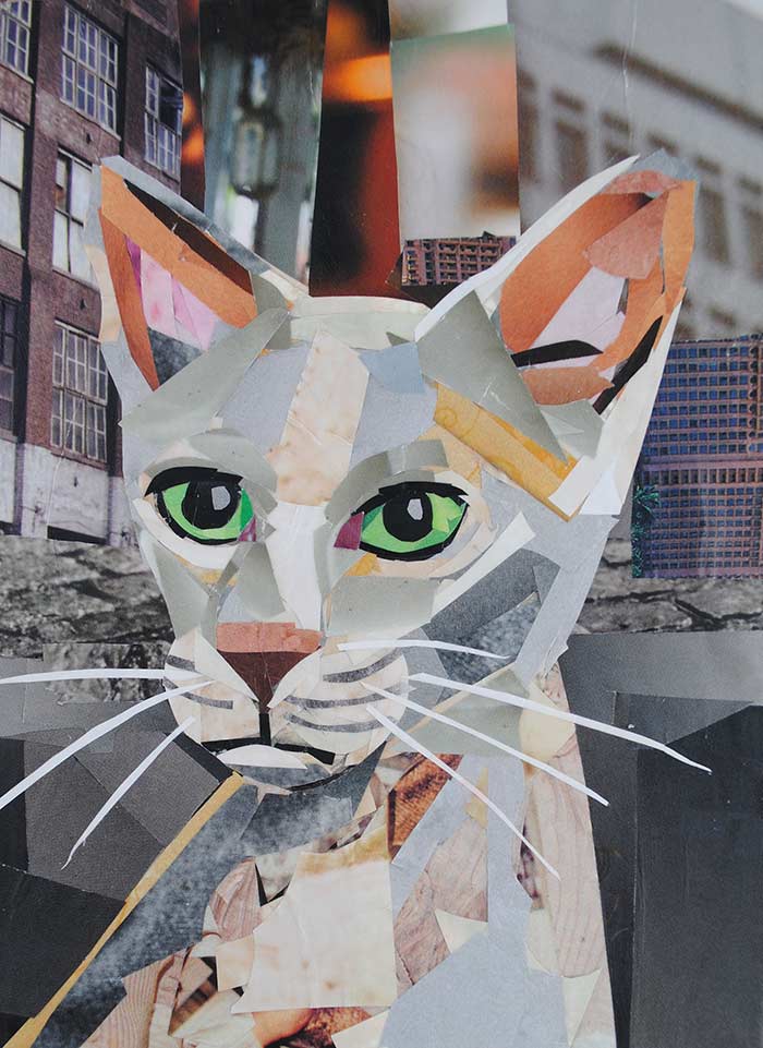 Kitty in the City by collage artist Megan Coyle