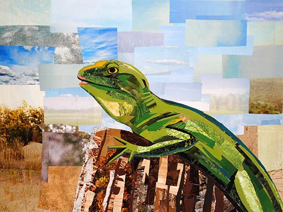Lipstick Lizard by collage artist Megan Coyle