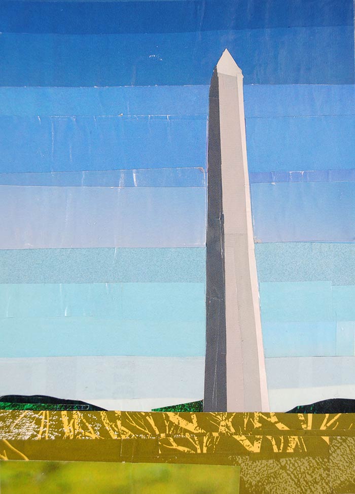 Morning at the Washington Monument by collage artist Megan Coyle
