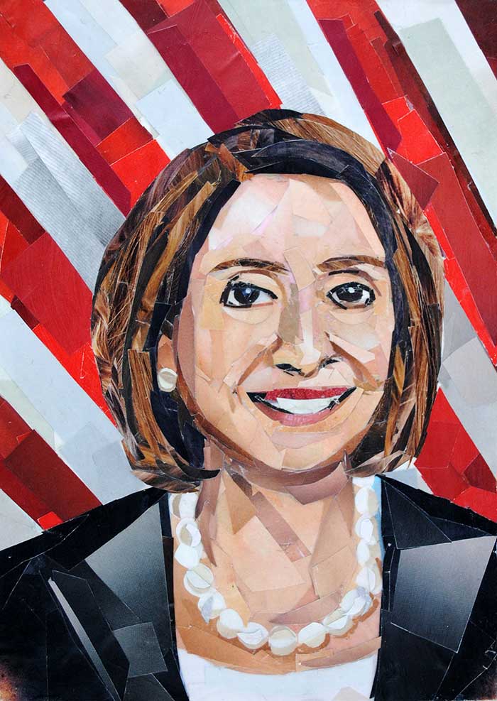 Nancy Pelosi by collage artist Megan Coyle