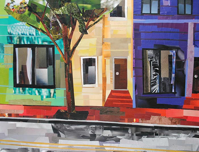 Old Town Townhouses by collage artist Megan Coyle