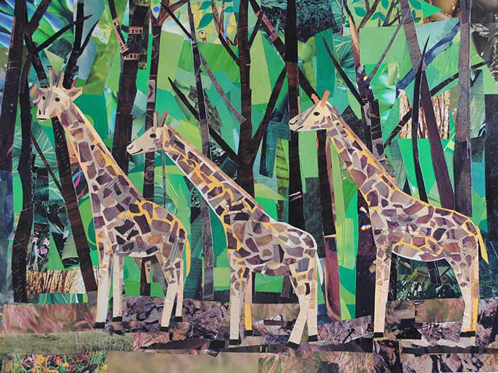 One, Two, Three Giraffes by collage artist Megan Coyle