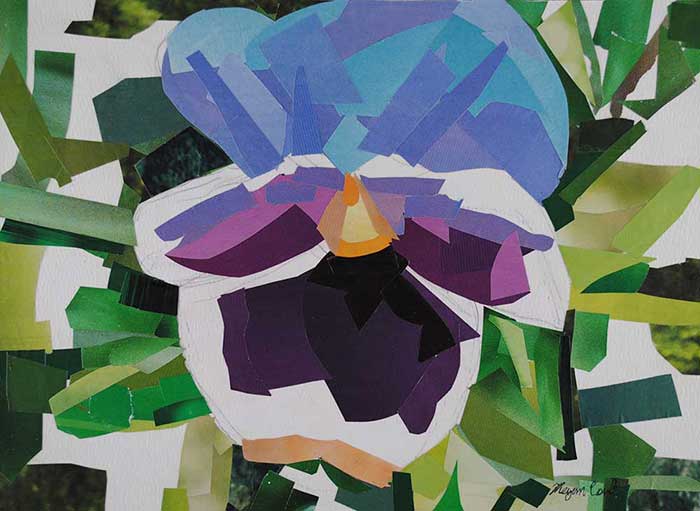 Purple Pansy by collage artist Megan Coyle