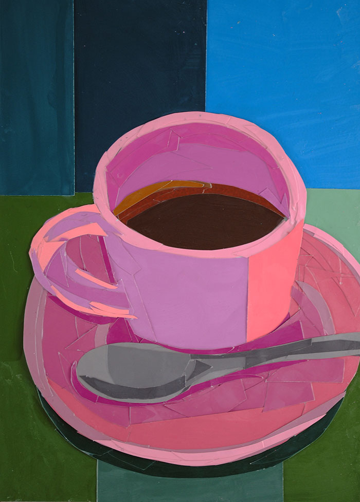 Pink Coffee Cup by collage artist Megan Coyle