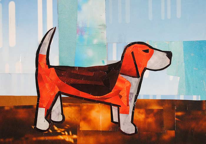 Red Beagle by collage artist Megan Coyle