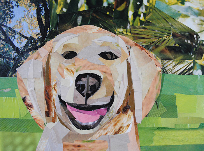 The Smiling Golden Retriever by collage artist Megan Coyle