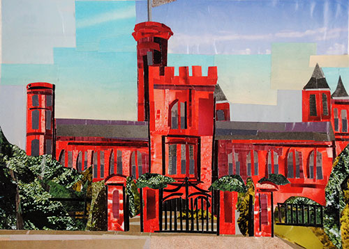 Smithsonian Castle by Day by collage artist Megan Coyle