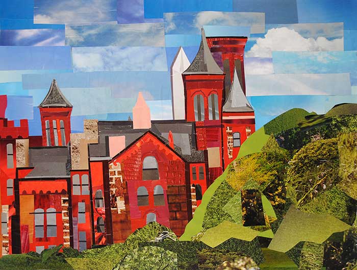 Smithsonian Castle by collage artist Megan Coyle