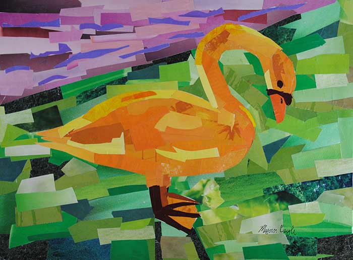Orange Swan by collage artist Megan Coyle