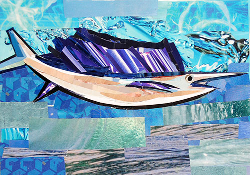 Swordfish by collage artist Megan Coyle