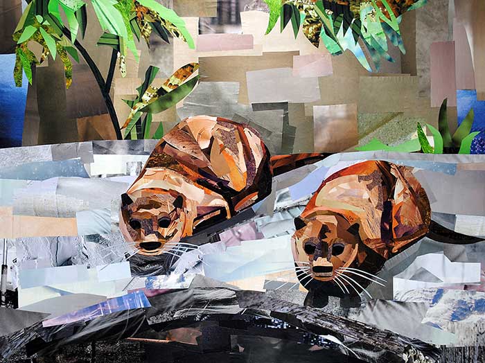 What a Pair (the Otter Sisters) by collage artist Megan Coyle