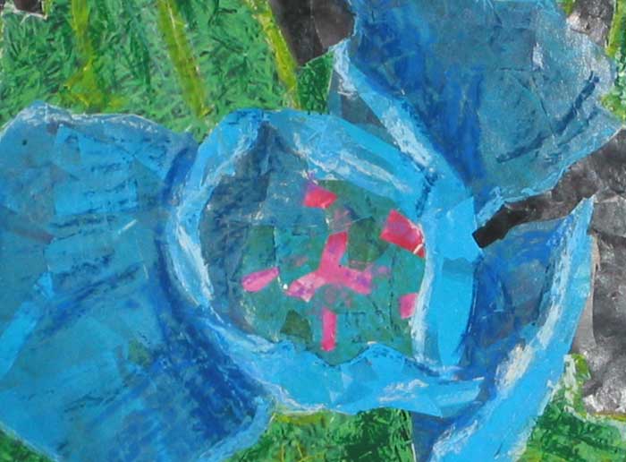 Blue Flower by collage artist Megan Coyle