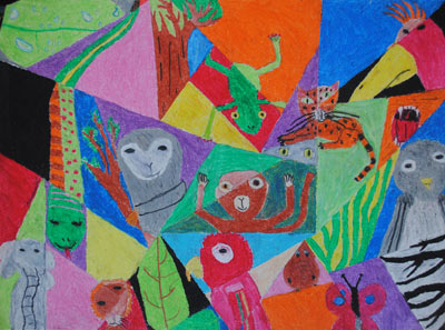 childhood-art-Animals-oil-pastels