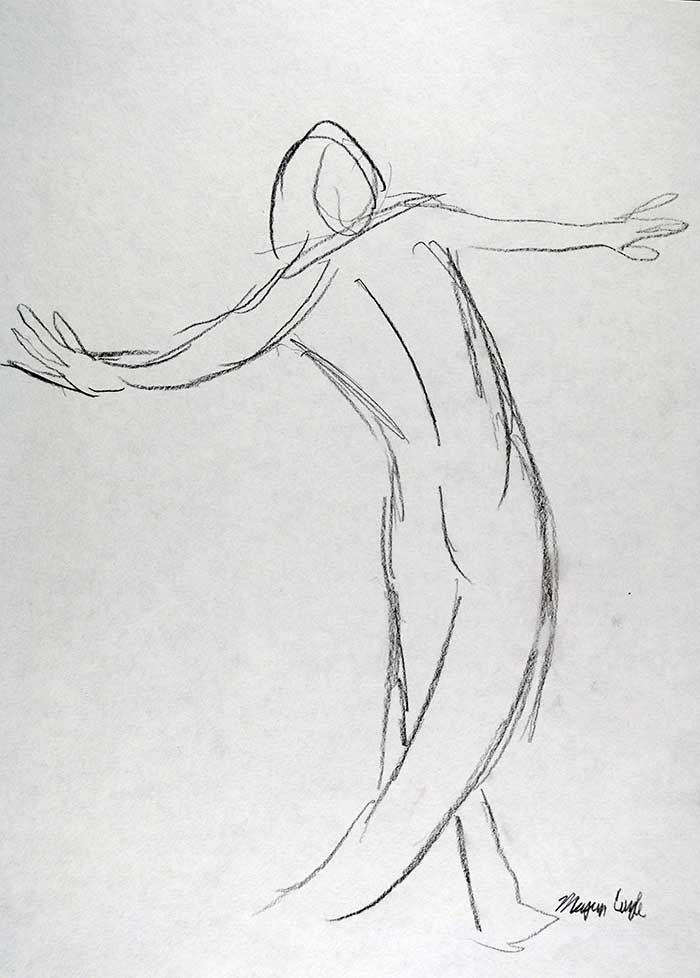Dancing in the Nude drawing by Megan Coyle