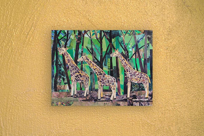 "One, Two, Three Giraffes" by collage artist Megan Coyle