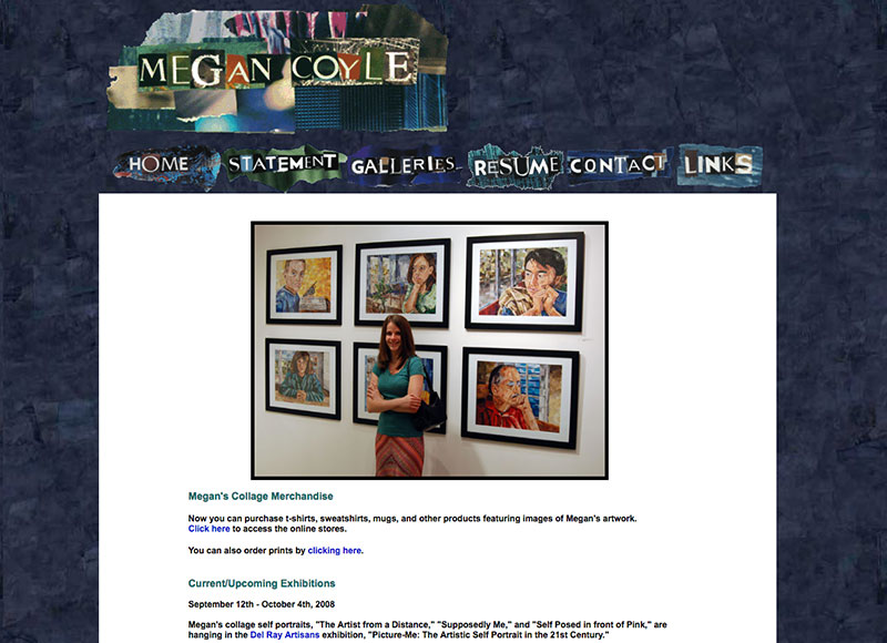 Megan Coyle's previous version of her website