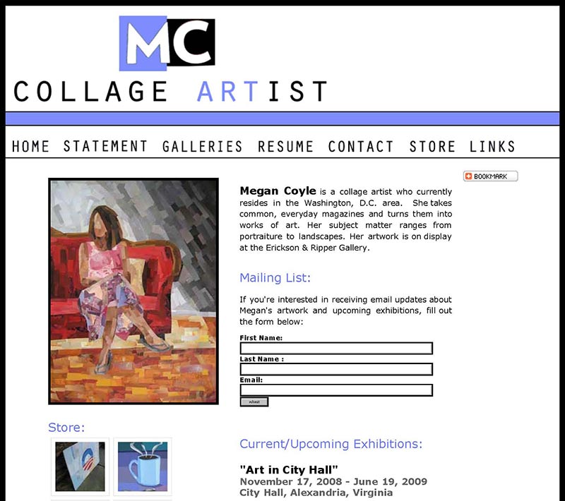 Megan Coyle's previous version of her website