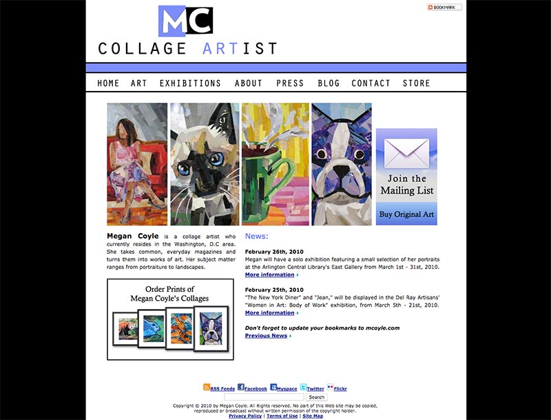 Megan Coyle's previous version of her website