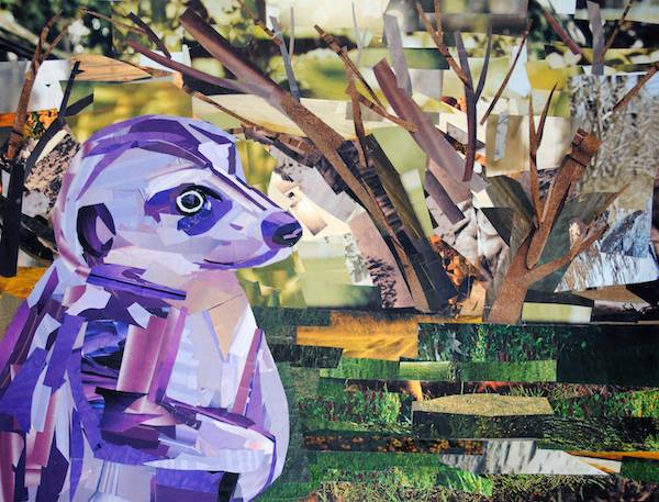 Purple Meerkat by collage artist Megan Coyle