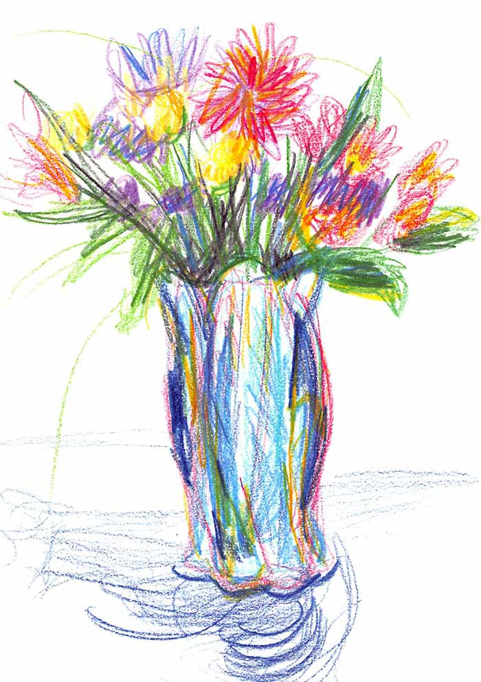 Flower Color Pencil Drawing From