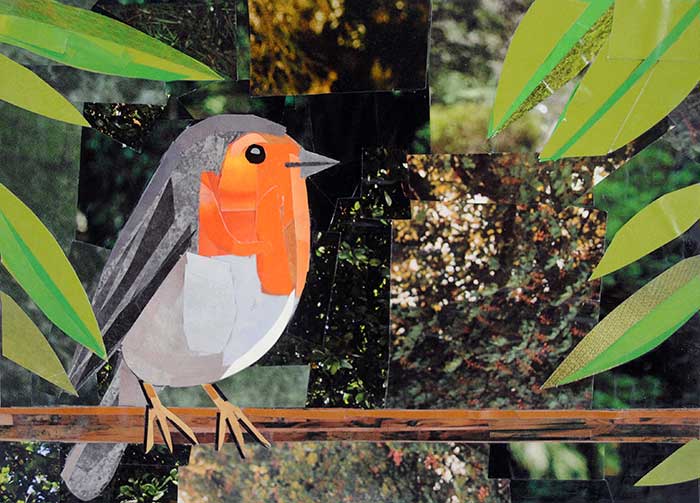 Smiling Birdy by collage artist Megan Coyle