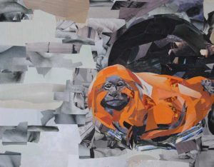 Orange Monkey by collage artist Megan Coyle
