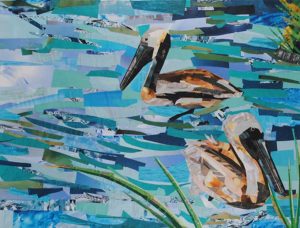 Pelicans by collage artist Megan Coyle