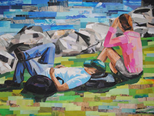 Riverside Loungers by collage artist Megan Coyle