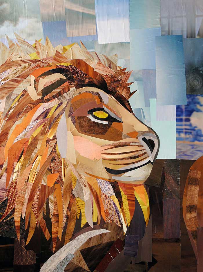 Watchful Lion by collage artist Megan Coyle