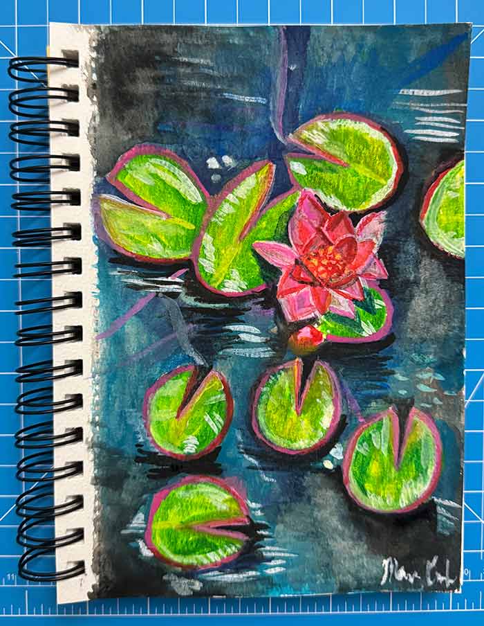 Watercolor painting of water lilies by Megan Coyle