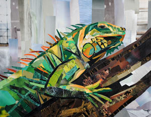 Iguana by collage artist Megan Coyle