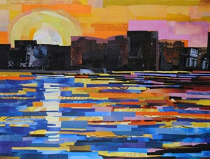 Sunset in the City by collage artist Megan Coyle